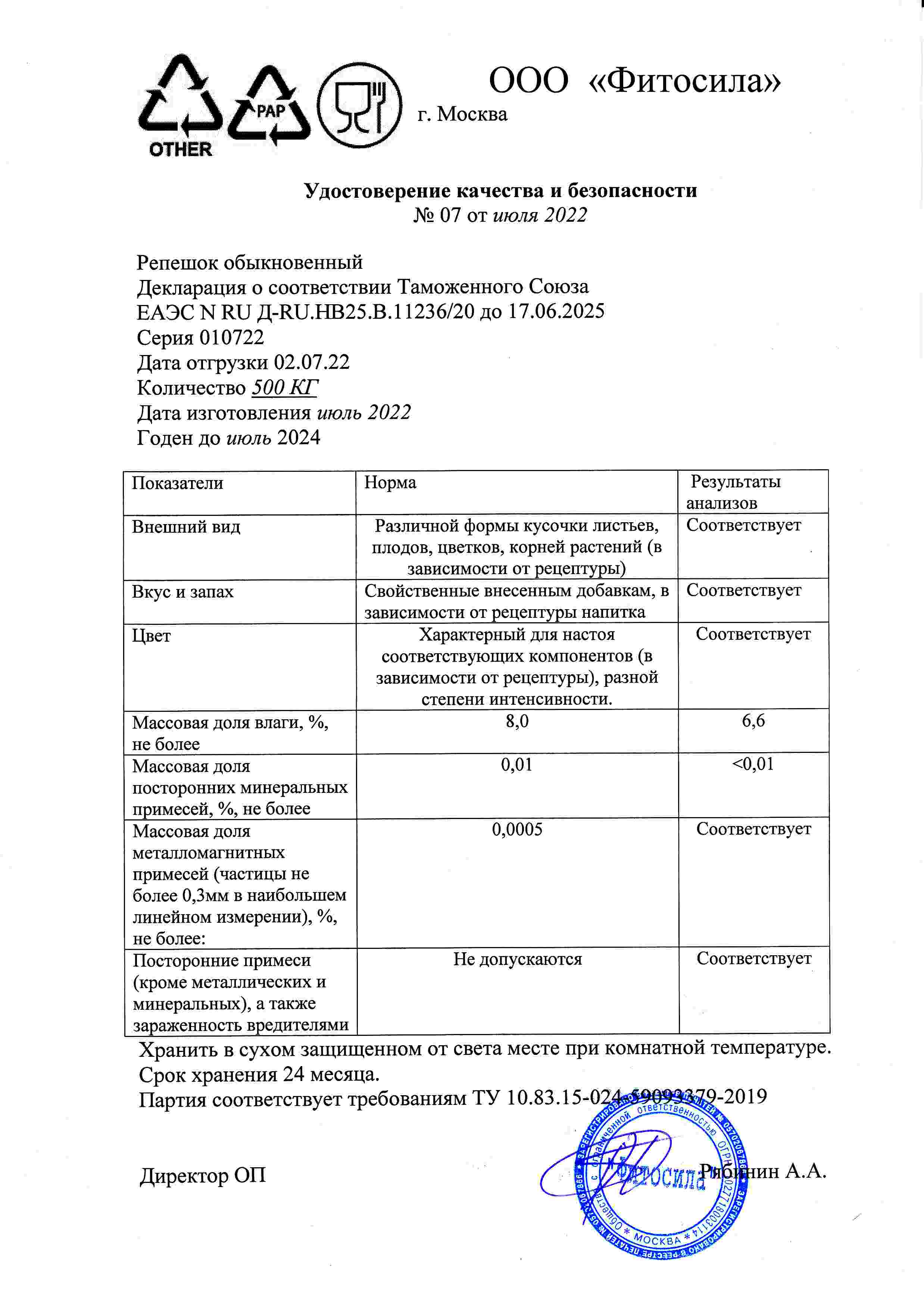 Паспорт №010722